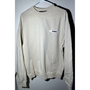 Jacquemus Men's Grosgrain Logo Cotton Sweatshirt w/ Chest Logo Size US Large